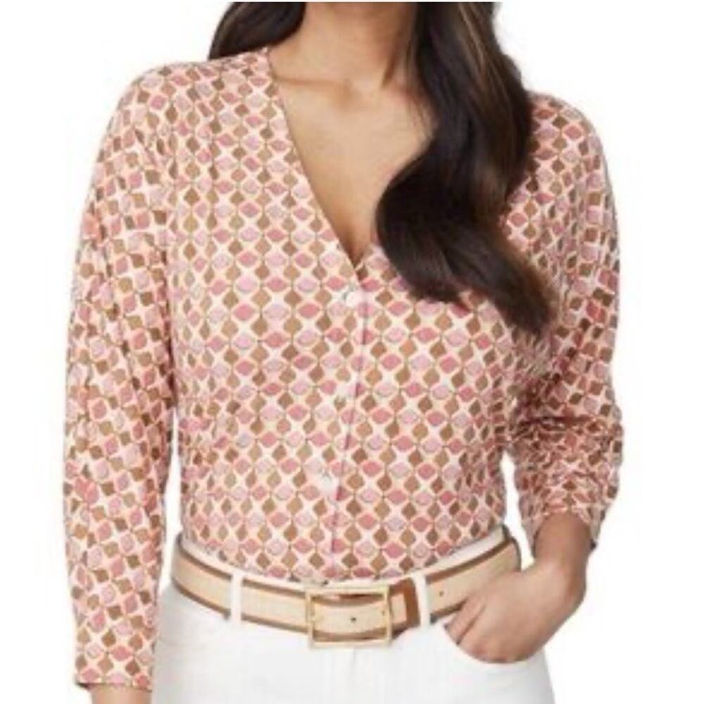 NWT J Mclaughlin Viola Knit Top Brown Coral Hexcomb Women's Size M